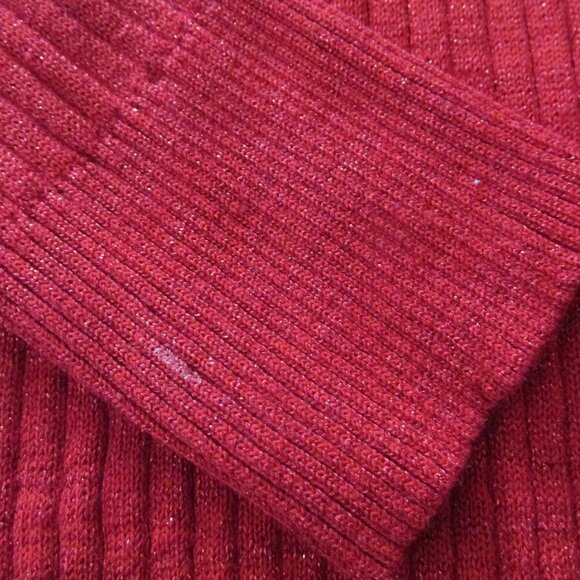 LEI Pullover V Neck Sweater Juniors Sz XXL Red Sparkle Glitter Long Sleeve Shirt - Picture 4 of 5